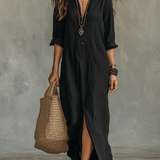 Vanessa - Elegantní maxi šaty s knoflíky