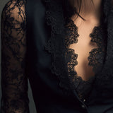 Noémie | Černý Blazer s Poloprůhlednými Rukávy