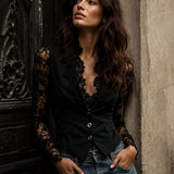 Noémie | Černý Blazer s Poloprůhlednými Rukávy