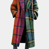Rosalyn | Kabát s vyříznutým límcem a kostkovaným vzorem